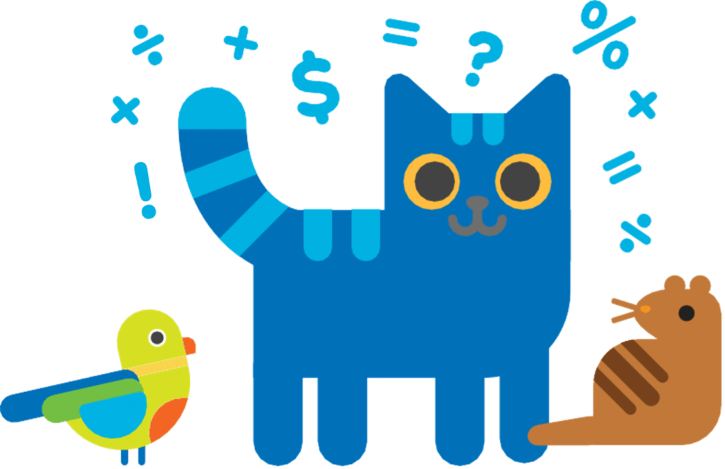 Edu.cat cartoon image with maths symbols